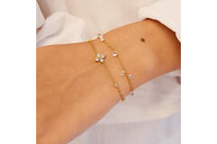  Starlit Drops - Gliederarmbänder - Silber / 14kt GP - Zirkonia - 18,5cm